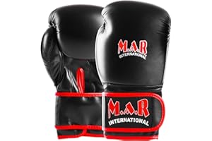 MAR INTERNATIONAL MAR | Boxing & Kickboxing Gloves, for Men Women & Kids, Intermediate Level with Thumb-Lock Design, Maya Hide Leather, Pro Training, Sparring, Bag Workout Gloves, Moulded Foam Padding (4oz – 16oz)