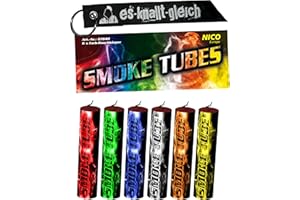 ‎NICO EUROPE Rauchfackel Smoke Tubes im 6er Pack in Rot Blau Gelb Grün Orange Weiß Mix von NICO Europe mit Anhänger (Mix)