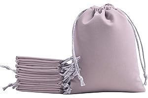 KONMAY 10pcs Big Velvet Drawstring Bags, Grey 20.0x25.0cm Velevet Jewellery Pouches for Gifts, Party Favors