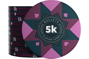 Bullets Playing Cards, keramik poker chips Paulie med värden, 25 rullar (rosa, 5 K)