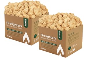 Naturliga eldstartare, 200 eldstartare med ullspån och vax, säker, ren och luktfri tändning, för grill, vedspisar och kaminer
