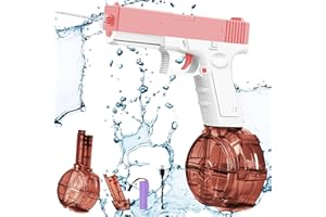 OSDUE Electric Water Gun,Up to 32 FT Long Range for Kids Adults,435 CC+60 CC Large Capacity Automatic Electric Water Gun Toy for Summer Outdoor Swimming Pool Beach (Pink)