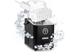 Duronic ICM12 BK Kostkarka do lodu elektryczna 120W | 8 kostek w 6 do 8 minut | Kosz o pojemności 1 litra i szpatułka | Zbiornik 1 litr | Lód do zimnych napojów i koktajli | przezroczysta pokrywka