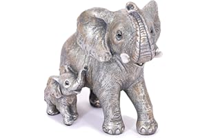 Irayin Elefantes Decoracion Figuras, Elefante de la Suerte, Figuras Decorativas Modernas Salon, Regalo Elefante para Mujer, Decoración para Salón, Escritorio, Oficina - Plata