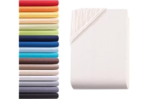 Hometex Premium Textiles Spannbettlaken Spannbetttuch 180-200 x 200 cm, Bettlaken Jersey aus 100% Baumwolle, Matratzen bis 23-25 cm, Oeko-TEX Made IN Green, Natur