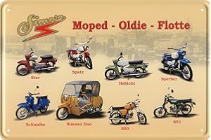 Geschenkeparadies 24 Blechschild 20x30cm Moped Oldie Flotte Star Spatz Habicht Sperber Schwalbe Simson Duo S50 S51