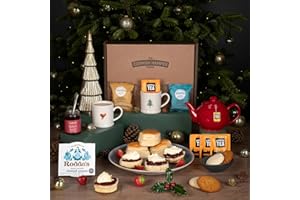 THE CORNISH HAMPER STORE Cornish Afternoon Tea Hamper for 2 | Luxury Tea Set with Scones, Jam & Clotted Cream | Food Hamper Gifts for Women & Men, Christmas, Birthday, Thank You, Anniversary