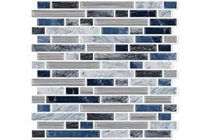 Yipscazo Peel and Stick Backsplash Tile for Kitchen, Kitchen Backsplash Peel and Stick Vinyl Tile in Blue (1 Sheets 10"x10")