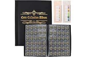 BBWELL Album per Monete da 480 Tasche,Raccoglitore Monete sotto I 27mm con 2 Etichette Indice,Griglia 30x32 mm,Album della Collezione di Monete,Penny Pocket per Collezionisti,Riporre Monete Euro