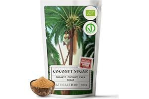 NaturaleBio Coconut Sugar Organic 450g. Natural, Chemical-free, Unrefined Sweetener. Low Glycemic Index. Nutritious Brown Sugar Alternative from the Coconut Palm. Source of Inulin, Aids Digestion