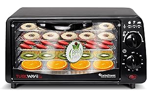 TURBOTRONIC TurboWave Bio Déshydrateur complet en métal 14 l 5 étagères avec minuteur et livret de recettes (Français non garanti) 9 Liter Noir