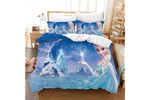 DDONVG Bettwäsche Frozen Kinderbettwäsche 135x200 Mädchen Eiskönigin ELSA Und Anna Microfaser Betten Set Mit 2 Kissenbezug (2,135 * 200)