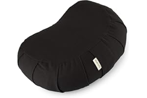 basaho CRESCENT Zafu Meditation Cushion | Organic Cotton | Buckwheat Hulls | Removable Washable Cover