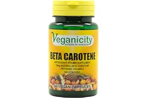 VEGANICITY FROM HEALTH PLUS Veganicity Beta Carotene 15mg : Vitamin A Supplement : 30 Capsules
