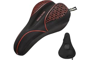 FUCNEN Housse de selle de vélo rembourrée en gel pour vélo de montagne/route/vélo d'appartement - Pour homme et femme - Doux et confortable - Rouge