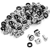 deleyCON 50x Set of M6 Cage Nuts and Screws for Network Cabinet Server Case 19 and 10 Inch Mounting Set - Silver