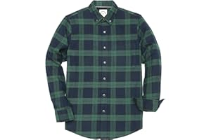 Dubinik® Camicia Flanella Uomo Camicia Quadri Uomo Cotone Casual Button Down Invernale Camicia in Flanella Leggera con Tasche