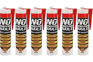 GEAR GEM Multipurpose No More Nails, Heavy-Duty Mounting Adhesive, No Nails Strong Bond Glue for Wood, Ceramic, Metal & More, White Instant Grab Adhesive Mastic (6)