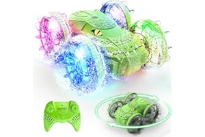 DEERC Anfibio Carro Control Remoto, camión Monstruo cocodrilo con Control Remoto 4WD para niños, Coche acrobático Todoterreno RC Todoterreno de 2,4 GHz, Juguete de Piscina Impermeable para niños