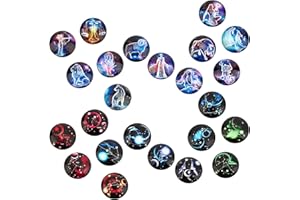 SUNNYCLUE 1 boîte 24 pièces 12 cabochons en Verre Constellation Demi-Rond Signe du Zodiaque Motif Breloques à Dos Plat Astrologie Horoscope Dôme Gemmes pour la Fabrication de Bijoux Collier
