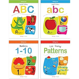 Writing Practice Workbooks - Pack of 4 Early Writing Books for Kids (Writing Fun Series): Write and Practice Capital Letters,