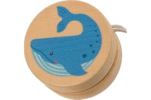 PHILUMO Holz Jo-Jo für Kinder, JoJo für Anfänger - Blauwal Tiermotiv Yoyo - Ø 5,5 cm