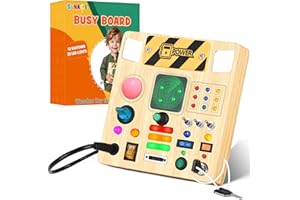 SUNACE Montessori Busy Board - Montessori Spielzeug ab 1 Jahr Holzspielzeug mit 12 Schalter 23 LED-Leuchten Activity Board Motorikspielzeug Schalter Spielzeug für Kleinkinder Jungen Mädchen ab 1 2 3 4 Jahre