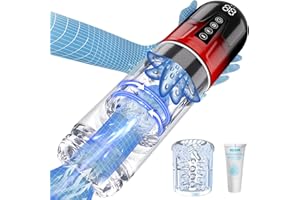 BIRDSTYLER Masturbador Masculino con Funda Extra, 7 Modos Telescópica Rotación, Succión y Vibración, Vagina 3D con Lengua, Juguete Sexual para Hombre Bomba de Pene, Uso en la Ducha y Masaje Acuático