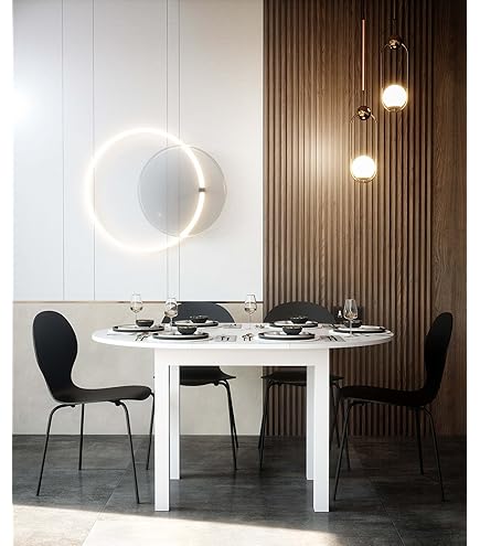 DEINE TANTE EMMA Ausziehbarer Esstisch Rund - Piano Aurelio Weiß 110 Cm