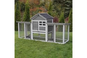 MY ANIMAL Miweba MyAnimal Hasenstall MH-31 | 188x62x95 cm - Clapier pour Lapins avec enclos extérieur - Maison à Deux étages - Cage à Lapins - Imprégné - Résistant à l'hiver (Gris/Blanc)