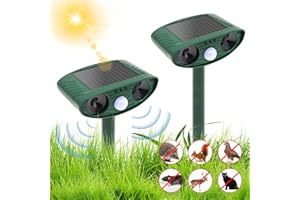 Lxuemlu Cat Repellent for Garden, Solar Powered Cat Deterrents Fox Deterrents Ultrasonic Animal Scarer Repeller with PIR Motion Sensor, Waterproof Animal Alarm Repellent for Yard Cat, Dog, Fox, Bird