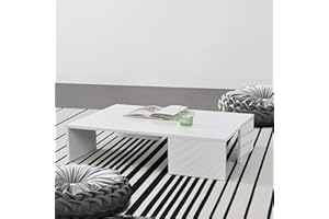 [en.casa] Tavolino da caffè/da Divano 21 x 90 x 60 cm Tavolo Basso da Salotto/Soggiorno in Forma Rettangolare Struttura Semplice e Moderna - Bianco