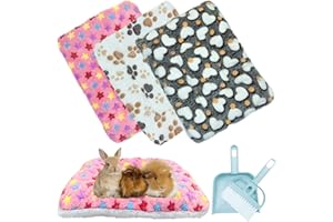 XMPEKO 3PCS Small Animal Plush Bed - 40 * 30 * 3cm, Fluffy Soft Warm Fleece Guinea Pig Bedding Mat Blanket for Cage Accessories for Rabbit Bunny Chinchilla Squirrel Hedgehog Hamster