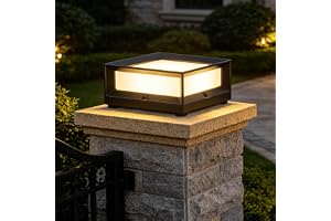 HMAKGG Sockellampa utomhus, pollerlampa utomhus, 15 W LED-gånglampor av aluminium, svart, 3 000 K varm vit, IP65 trädgård med bas, kvadratisk trädgård utomhu stående
