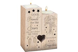 KRYMSON 1 Coppia di Portacandele A Forma Di Cuore In Legno, Artigianato In Legno, Regali Di Amicizia Femminile, Regali Decorativi Per Le Migliori Amiche, Sorelle E Colleghi