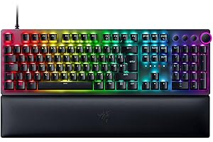 Razer Huntsman V2 (Purple Switch) - Optical Gaming Keyboard with Near-Zero Input Latency (Clicky Optical Switches, Doubleshot PBT Keycaps, Ergonomic Wrist Rest) UK Layout | Black