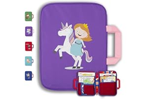 GRINSEZWERGE Custodia per libri TipToi Plus TipToi penna e accessori | adatta anche per bambini tablet ed edurino | Tip TOI Starter set libro | Custodia per cuffie principessa unicorno