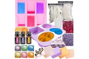 SUNXBUK Seife Selber Machen Set,Starterkit für Kreative Seifenherstellung,DIY Kreative Basteln Machen Set für Kinder Erwachsene mit Seifenform, Rohseife und Seifenbasis,Weihnachten, Feiertagsgeschenke