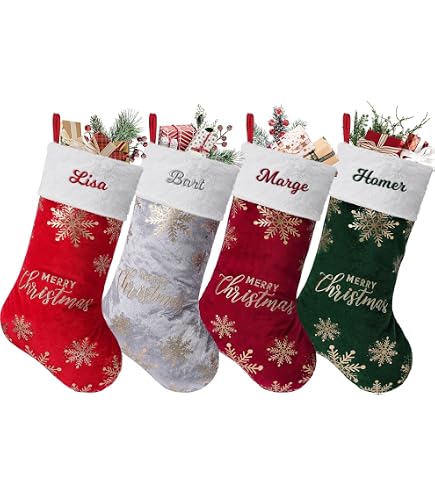 Hxngo Chaussette de Noël Personnalsé Lot de 4 Épssage de Couleur Une Chaussettes de