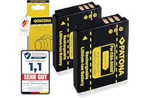 PATONA 2x CGA-S005 Batteria 1000mAh compatibile con Panasonic Lumix DMC-FC01 FX50 FX100 LX3 LX9 Leica DLUX 2 Fuji FinePix F20 F40 Pentax MX-1 S005 DMW-BCC12 BP-DC4 Fujifilm NP-70 Ricoh Caplio DB-60