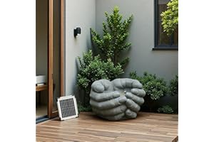 BUMILGAR 31cm Solar Water Fountain, Outdoor Zen Buddha's Hand Bubbling Water Feature with LED Lights, Suitable for Garden, Terrace, Backyard, Deck, Porch and Outdoor Decoration, Grey