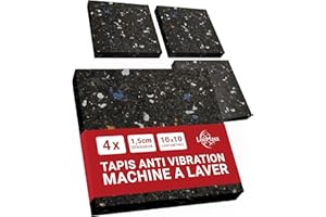 LouMaxx Tapis Anti-Vibration pour Machine à Laver - Lot de 4 Pièces 10cmx10cm - Mousse Antibruit Machine à Laver – Épaisseur 1,5 cm. Fabriqué en Allemagne, pour Tous Les Lave-Linge et Sèche-Linge.