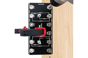ENGYNC Gabarit de Perçage d'étagère 2 en 1 Gabarit de Goupille d'étagère Charnière de 5 mm & 6 mm Guide de Perçage Bois en Aluminium pour Trous Droits pour le Travail du Bois Bricolage - Noir