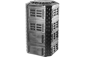 KADAX Composteur de Jardin 1260L, Grand Bac à Compost pour Une Gestion Écologique et Efficace des Déchets Organiques en Espace Extérieur (Noir)