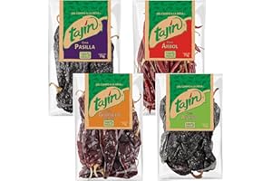 HEAVENLY HOMEWARE Tajin Authentic Mexican Chilli Bundle Containing 4 types of 75g Whole Dried Chillies - Guajillo, Ancho, Pasilla and Arbol