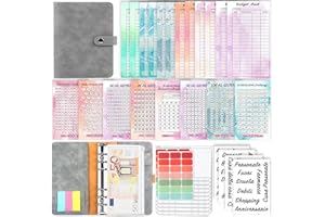 QUPUCE Raccoglitore ad Anelli A6 Italiano, Budget Planner Binder con 8 tipi Risparmia Il Denaro Challenge, Agenda Risparmio Soldi con Buste a Cerniera per Lavoro e Casa Budget di Contanti Organizzatore
