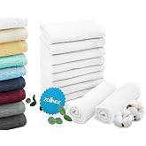 ZOLLNER 10 Pack Bath Wipes 30 x 30 cm, White | Soft and highly absorbent wipes with a practical hanging hook, washable up to