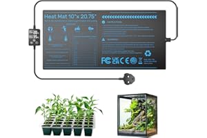Zyncove Seedling Heat Mat with Thermostat, 20" x 10" Heat Mat for Plants with Dual Display, Waterproof Heated Propagator Pad for Winter Hydroponics, Seedling Germination & Greenhouse Incubation