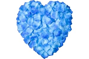 CO RODE CO-RODE 1200 pétalos de rosa de seda para decoración de boda, flores artificiales (azul de transición)