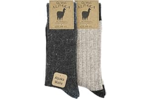 GoWith Alpaca Wool Socks for men and women, 2 pairs multipack, fine knit, warm, soft, cosy, natural wool, thermal, thick boot socks, walking hiking camping, grey beige brown size 6-8 and 9-11